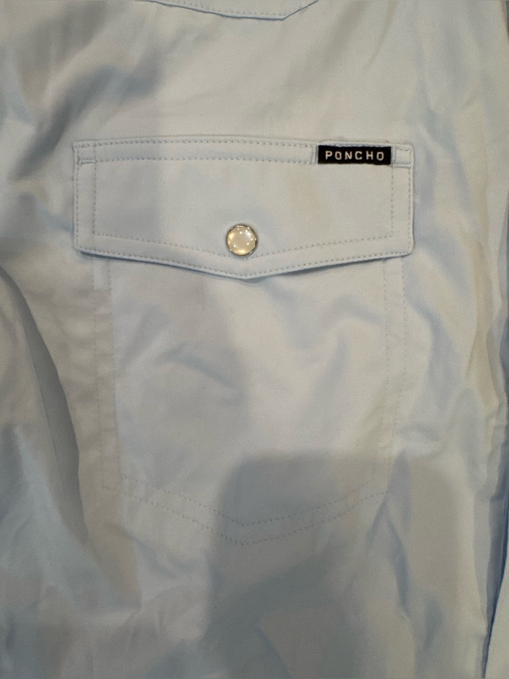 Poncho Outdoors San Gabriel Performance Western Pearl Snap Light Blue Shirt Sz M - Picture 4 of 5